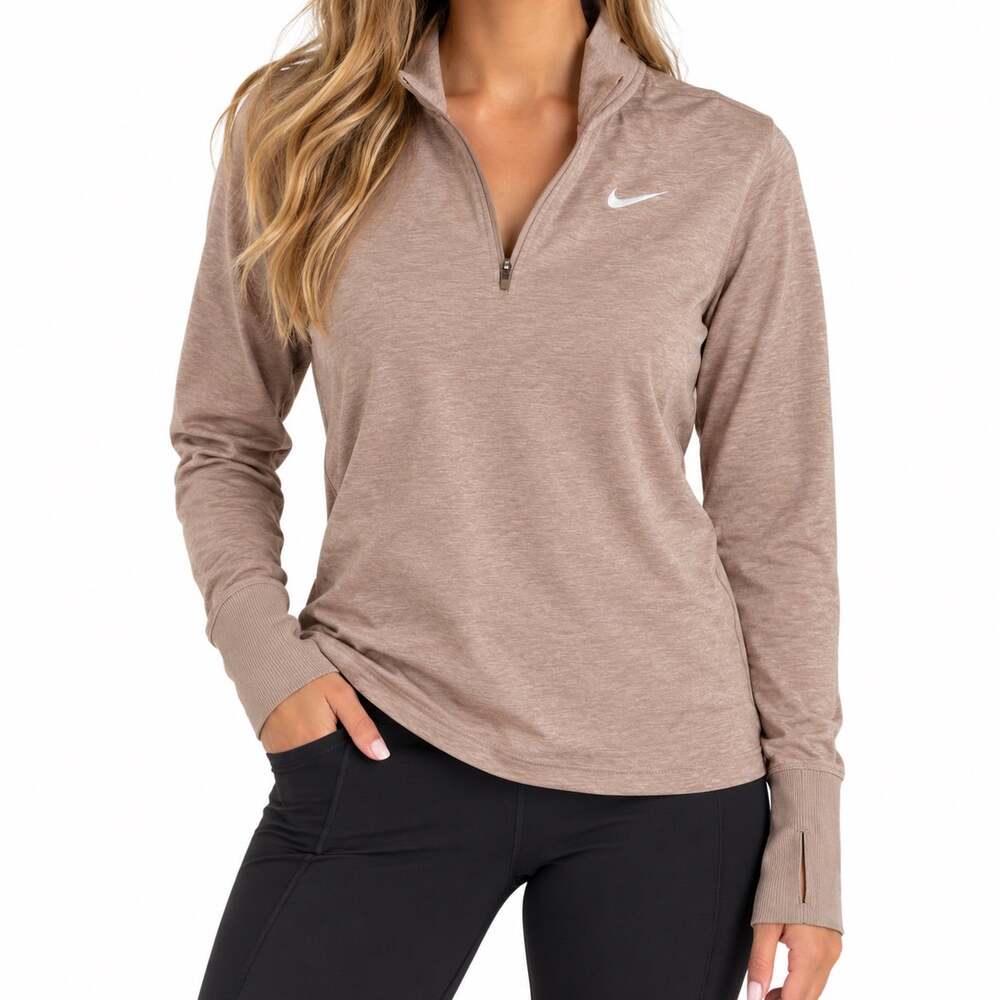 Nike Running Quarter Zip Athletic Long Sleeve Top In Ice Pink Women M
